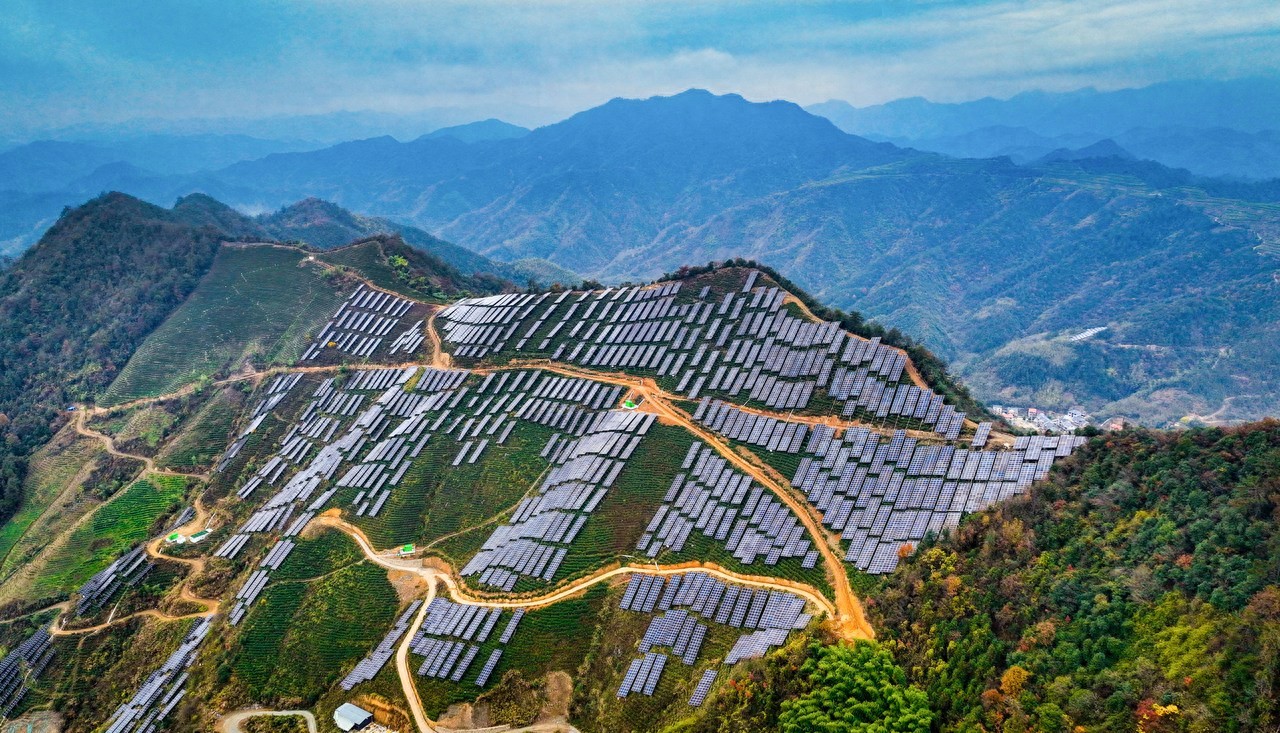 777盛世国际恒能临安太阳镇太源村11MW茶光互补项目并网发电